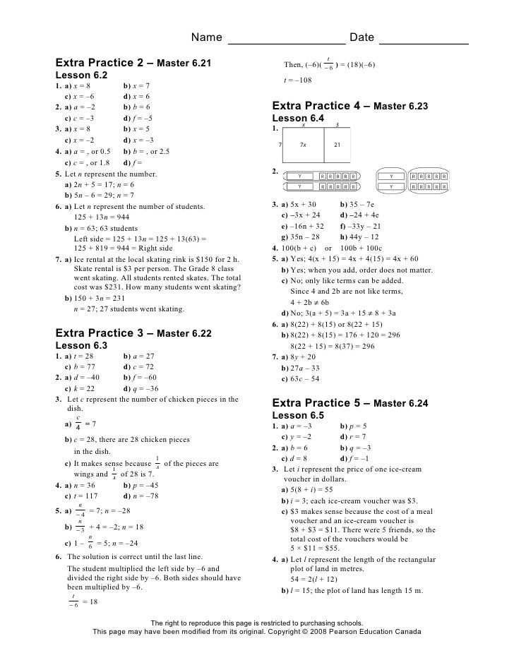 Pearson Math Makes Sense 8 Practice And Homework Book Answers